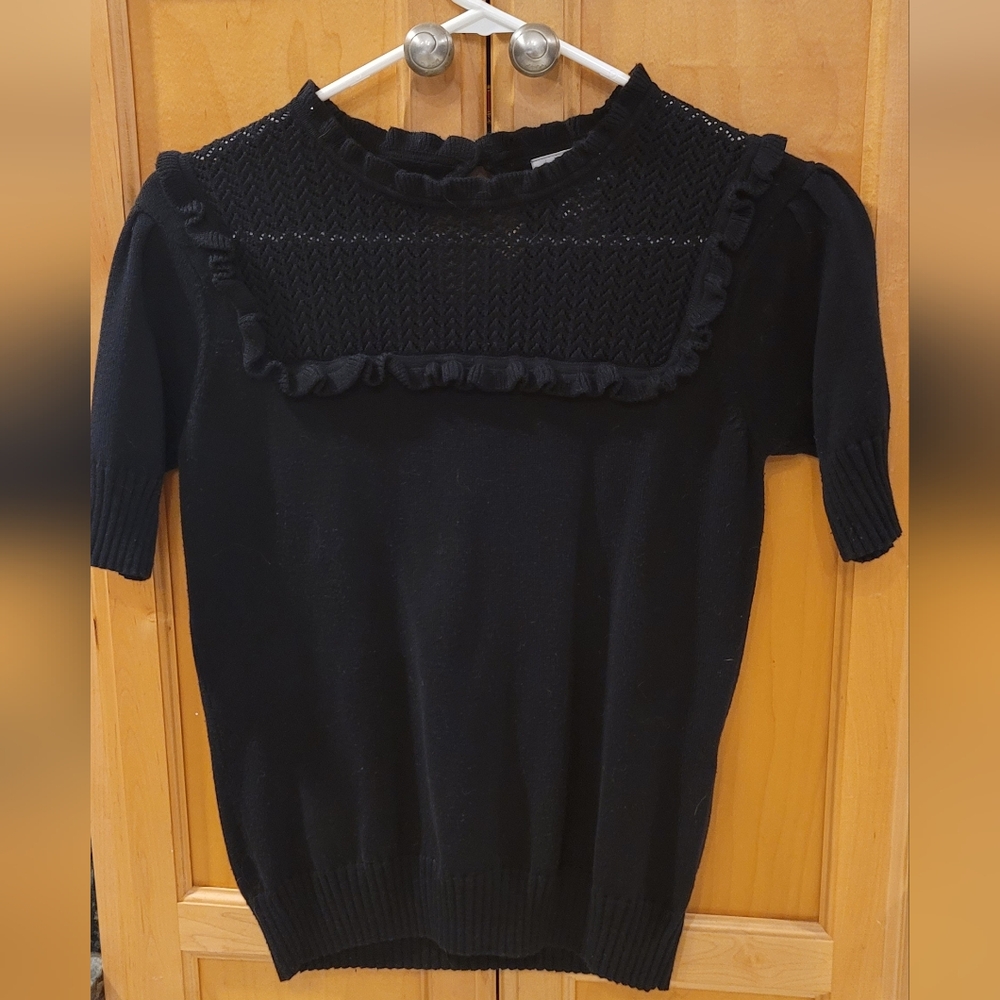 Black Knit Ruffle Sweater